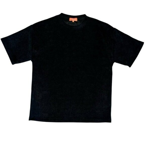 Negative Space Black Boxy Fit Mens T-Shirt L Corduroy Style Polyester/Spandex Bl - Picture 9 of 9